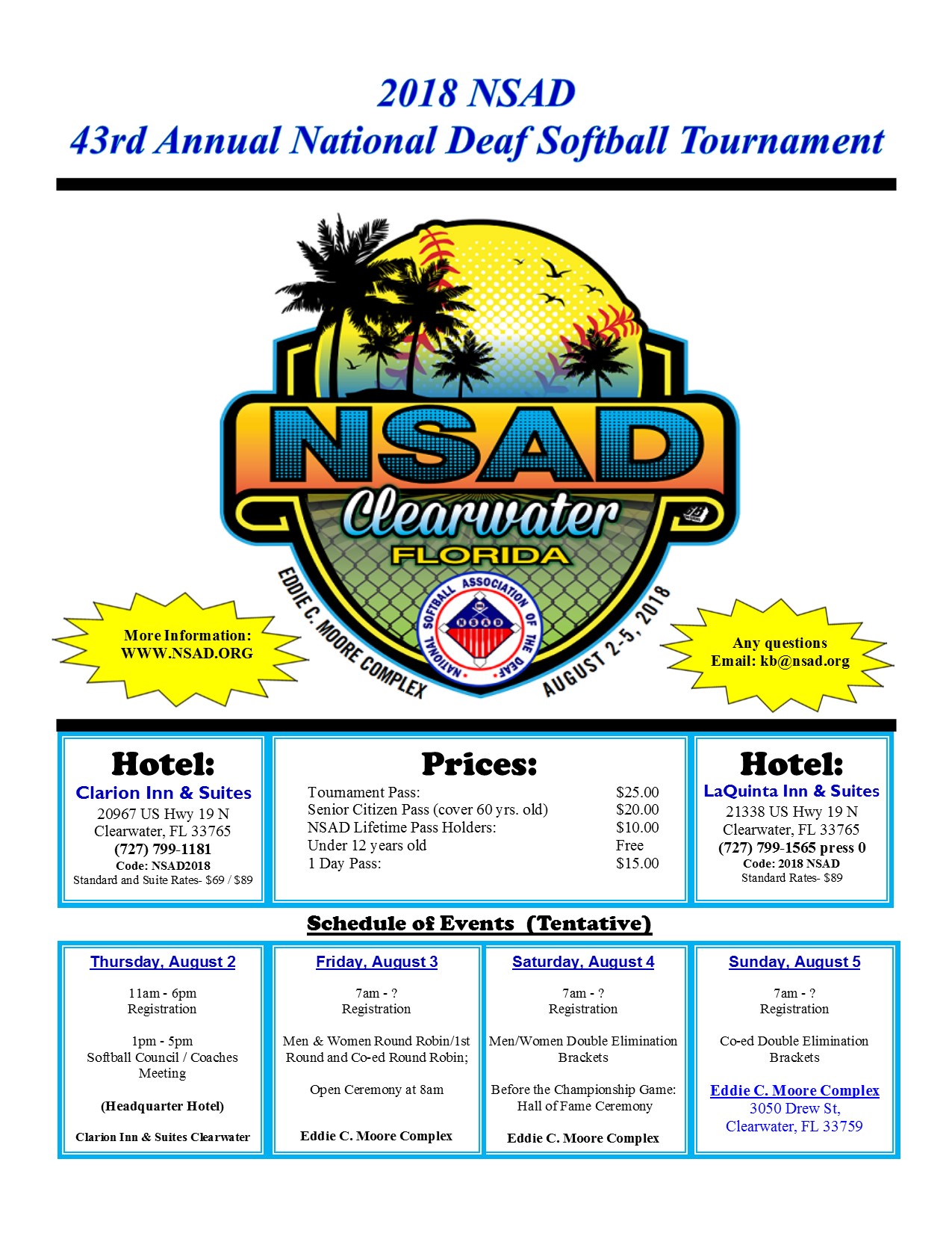 2018 Tournament National Softball Association of the Deaf